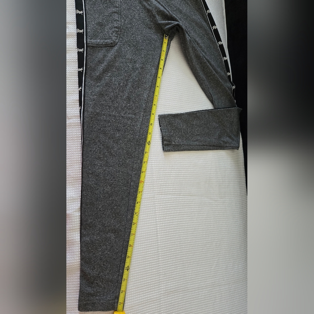 PINK Victoria's Secret Gray Leggings with Black Logo Stripes - Picture 9 of 11